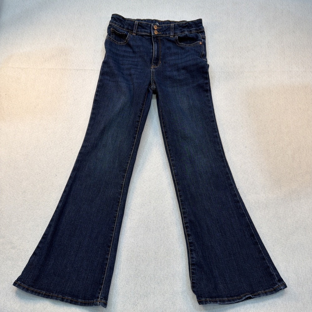 JORDACHE Youth Girls Size 16‎ Dark Wash Flare Leg Stretch Jeans